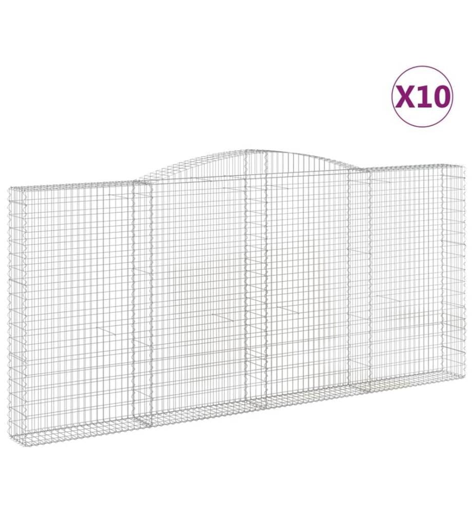 vidaXL Paniers à gabions arqués 10 pcs 400x30x180/200 cm Fer galvanisé