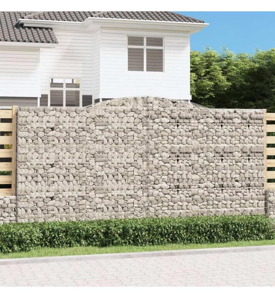 vidaXL Paniers à gabions arqués 9 pcs 400x50x200/220 cm Fer galvanisé