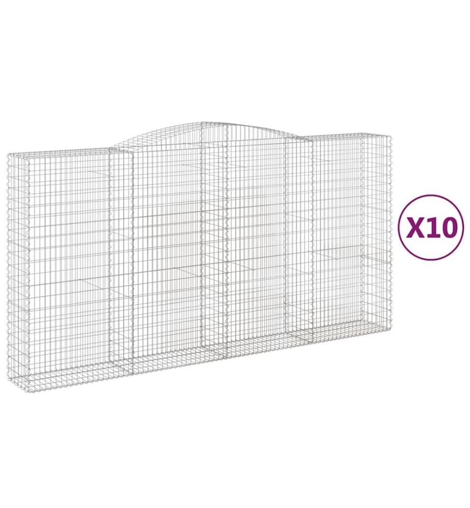 vidaXL Paniers à gabions arqués 10 pcs 400x50x200/220 cm Fer galvanisé
