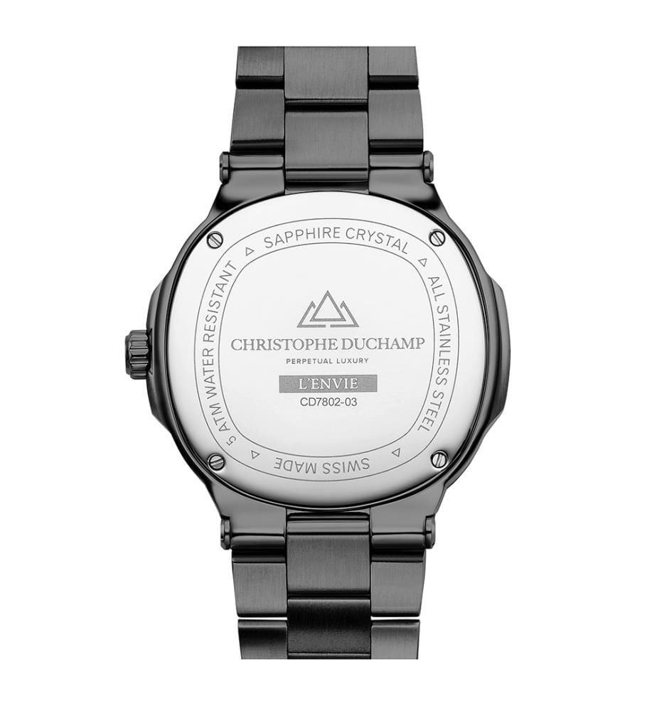 L'Envie Moonphase Schweizer Quarzuhr - Sandgestrahlt Schwarz