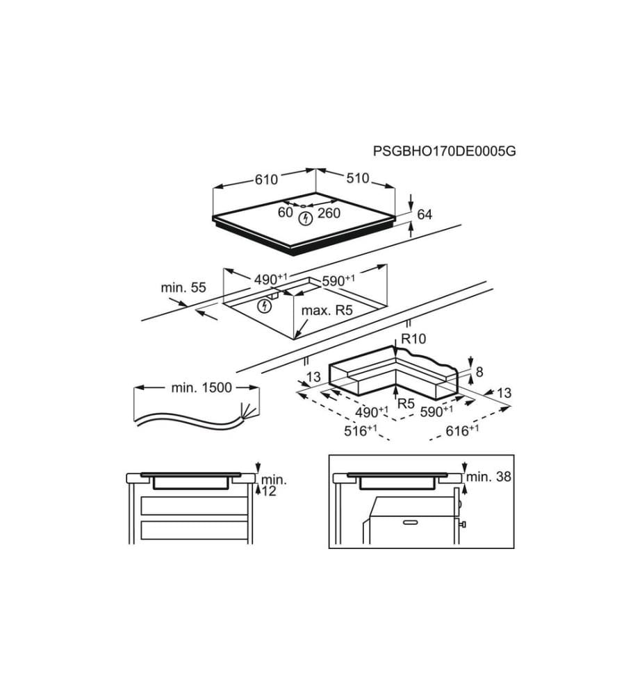 ELECTROLUX - Plaque de cuisson par induction GK58TSIPO Affleurant/À plat