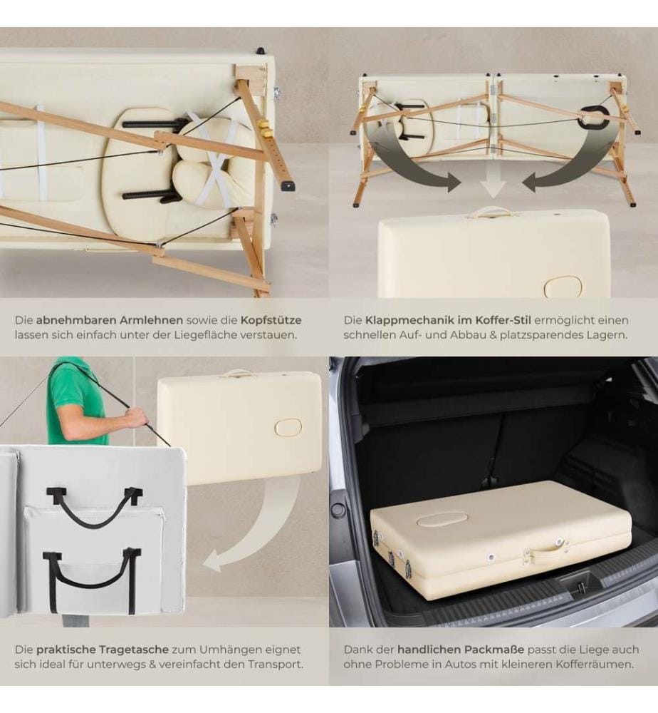 Table de massage Pliante 2 Zones 7,5 cm d'épaisseur - beige