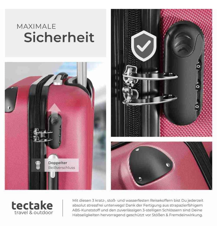 Set de 3 Valises Trolley Rigides - ABS - rouge
