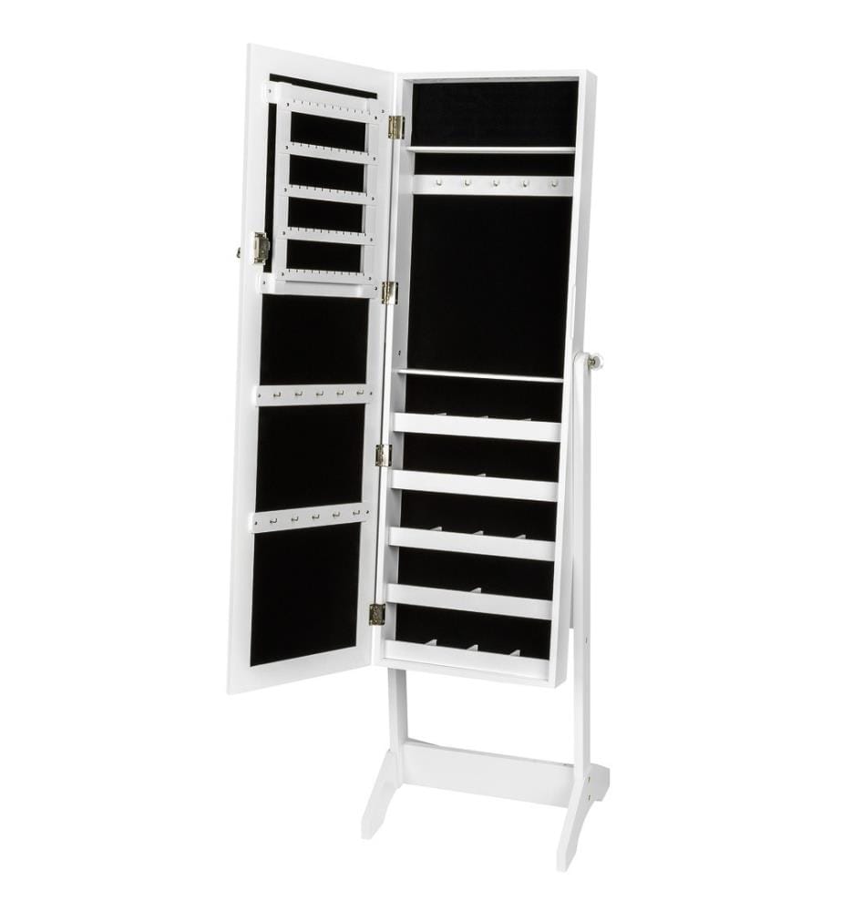 Armoire à bijoux avec miroir - blanc