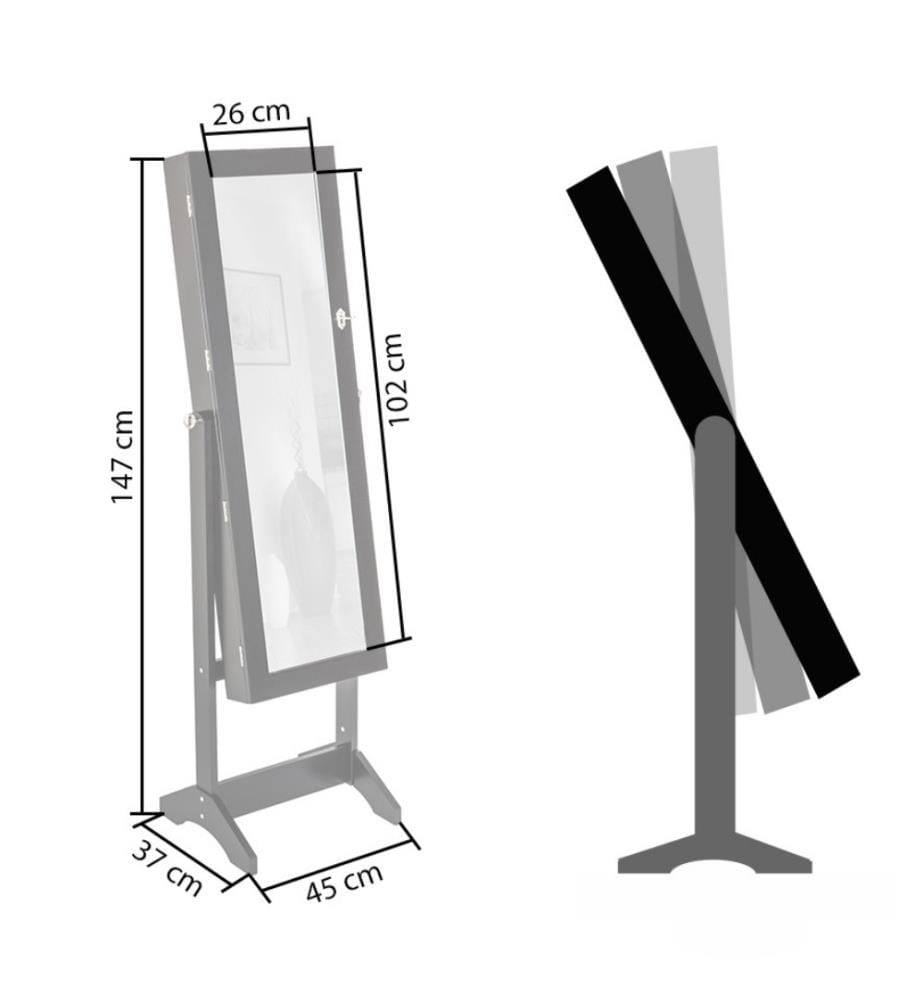 Armoire à bijoux avec miroir - blanc
