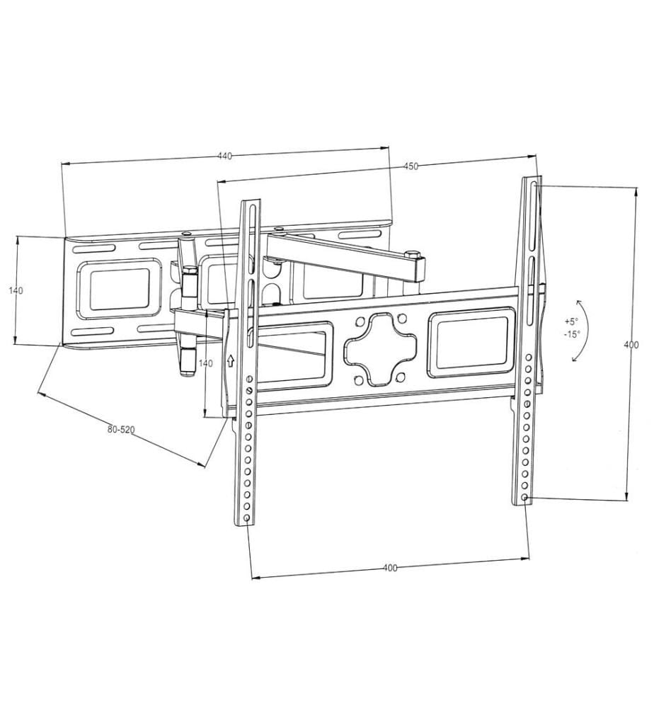 Television Bracket - 26-75 inch screens, extendable, tilt, swivel, width-adjustable - black