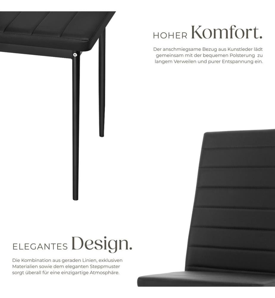 Esszimmerstühle Kunstleder - schwarz, 6er Set