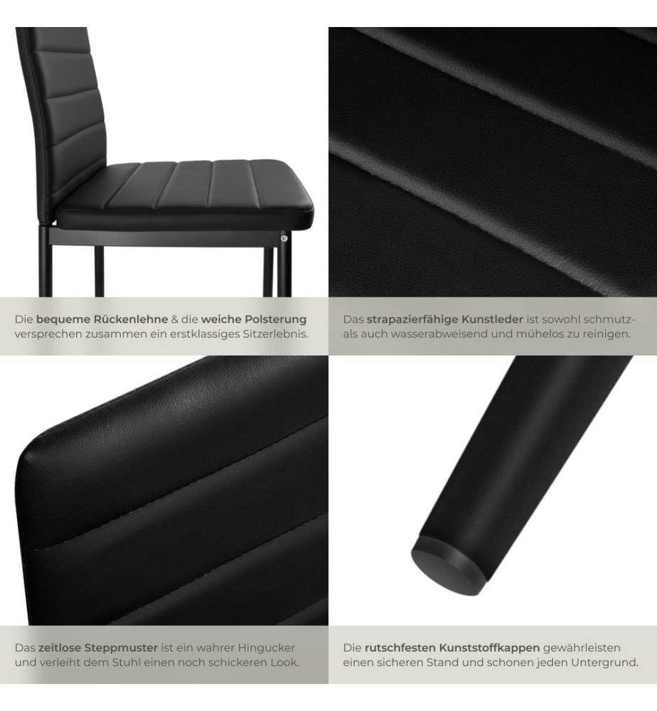 Esszimmerstühle Kunstleder - schwarz, 6er Set