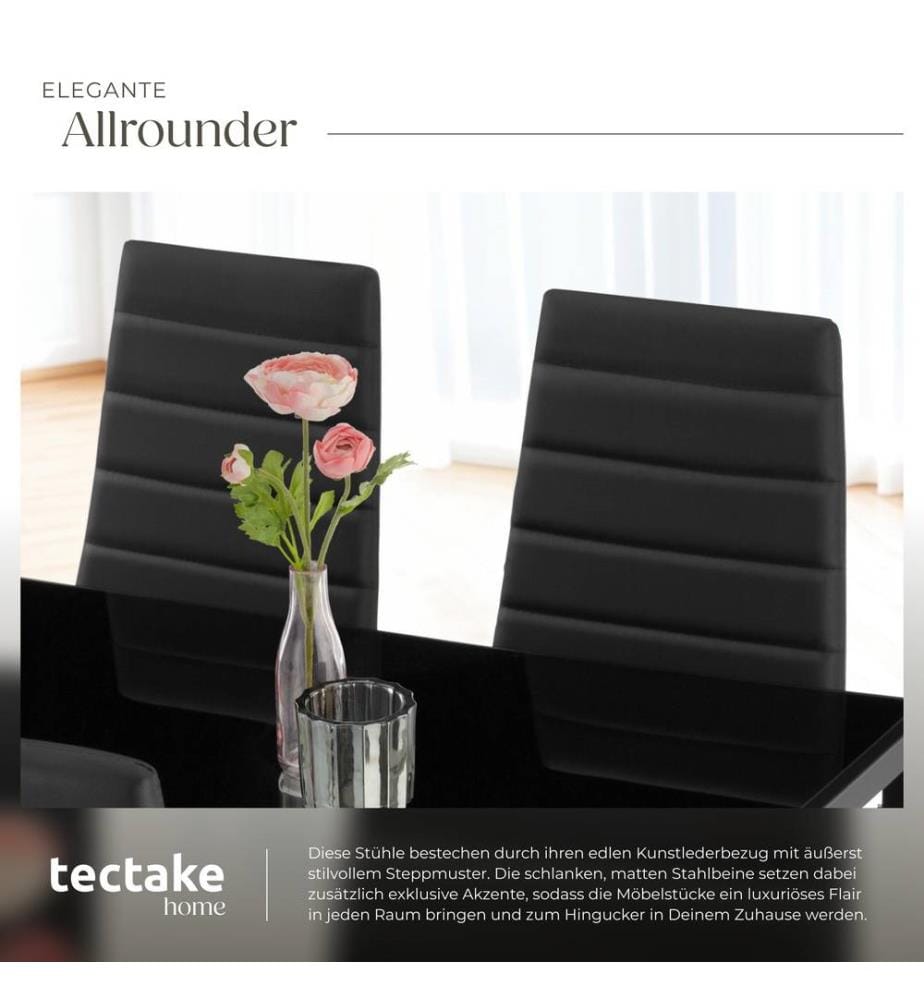 Esszimmerstühle Kunstleder - schwarz, 6er Set