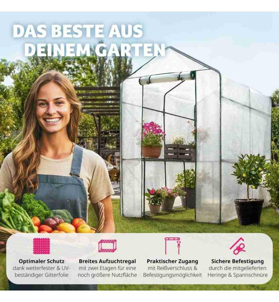 Gewächshaus mit Plane - weiss
