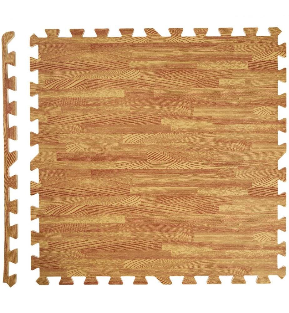Ensemble de 12 Dalles Carrées EVA - Tapis de sol, Sport - imprimé bois