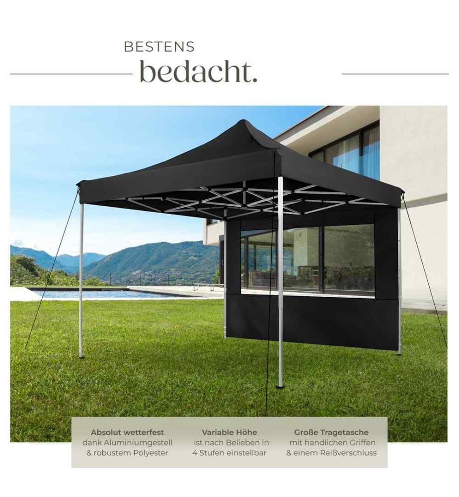 Tonnelle 3 x 3 m avec 4 rideaux - noir