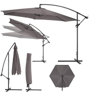 Sonnenschirm Ampelschirm Ciccio Ø 350 cm mit Schutzhülle - grau