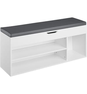 Banc à chaussures NATALYA avec coussin d'assise 104x30x49 cm - blanc