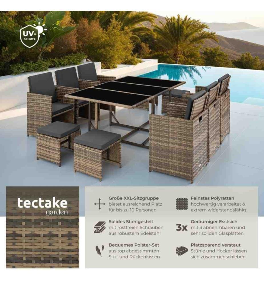 Rattan Sitzgruppe Malaga 641 mit Schutzhülle - natur