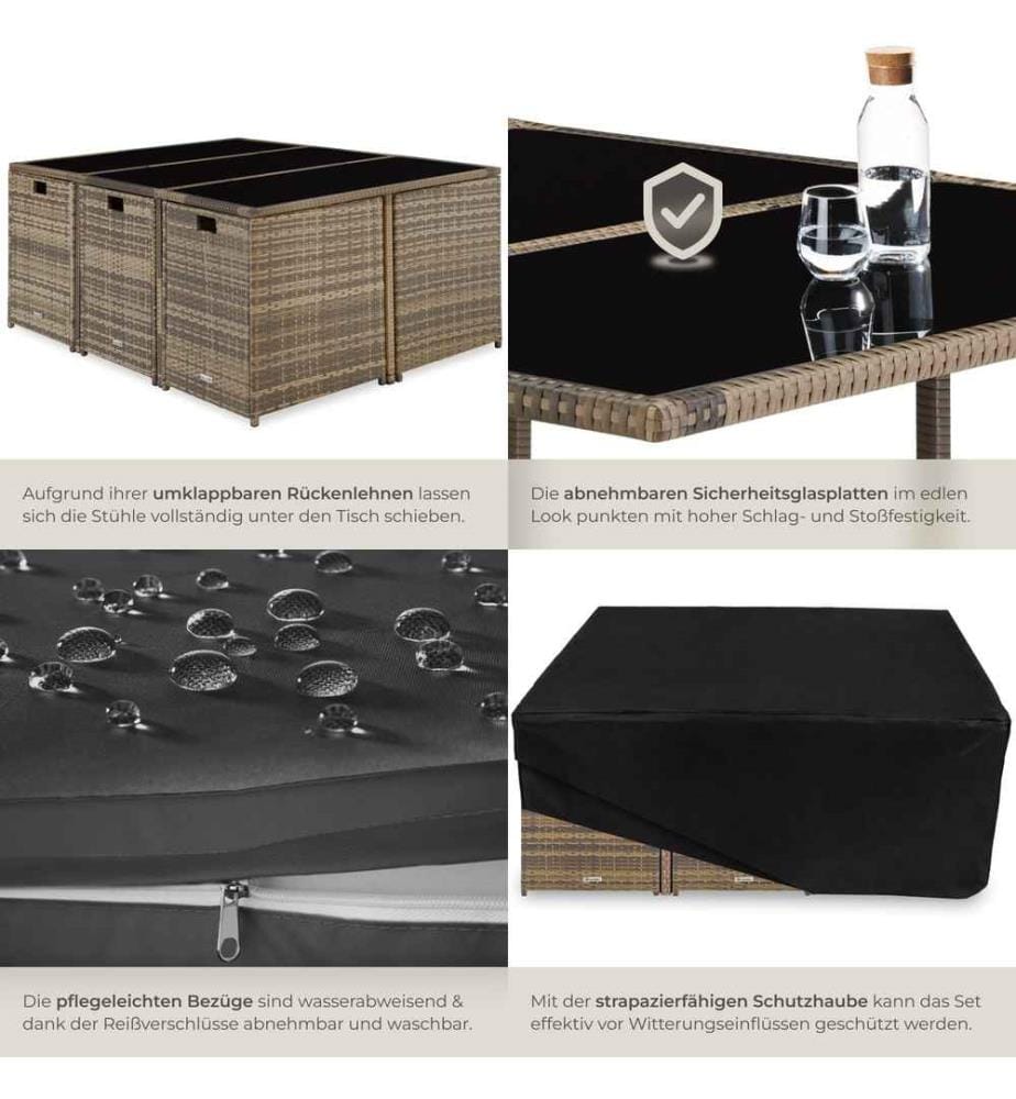 Rattan Sitzgruppe Malaga 641 mit Schutzhülle - natur