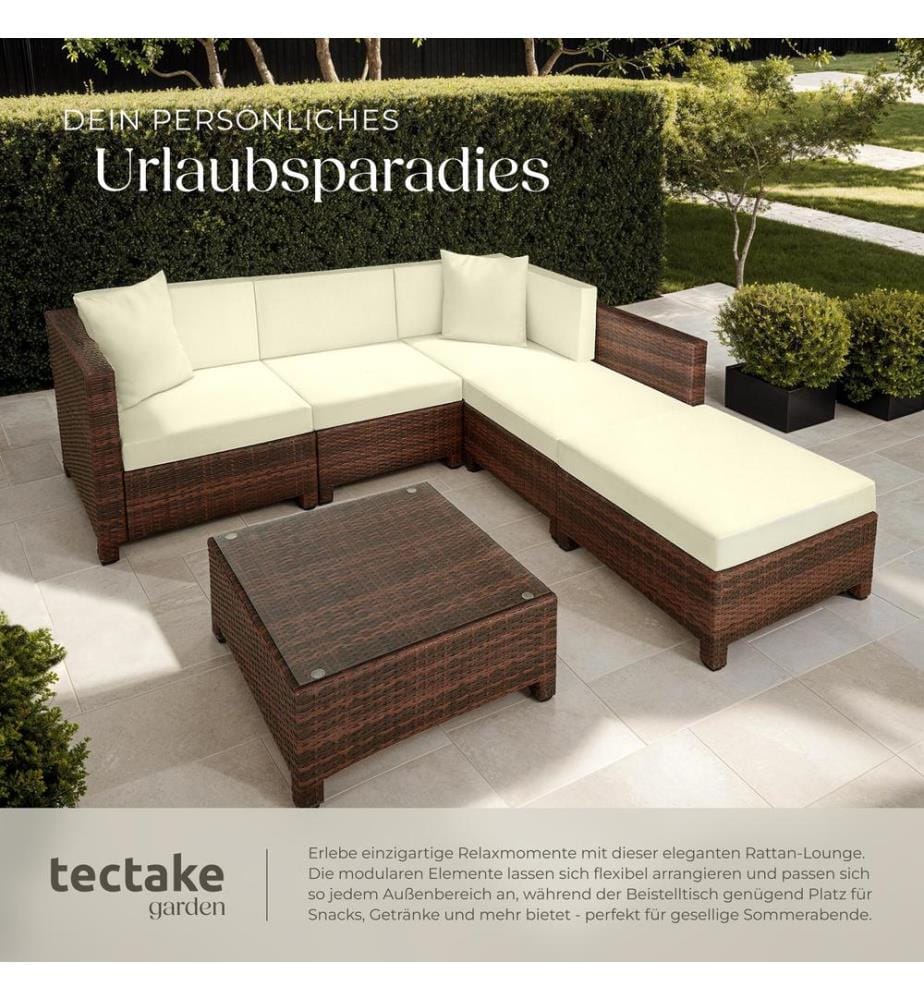 Set da giardino in rattan con telaio in alluminio e imbottitura di 10 cm - neromarrone