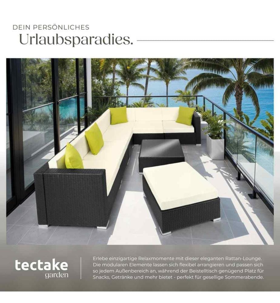 Set lounge da giardino Marbella con telaio in alluminio - nero