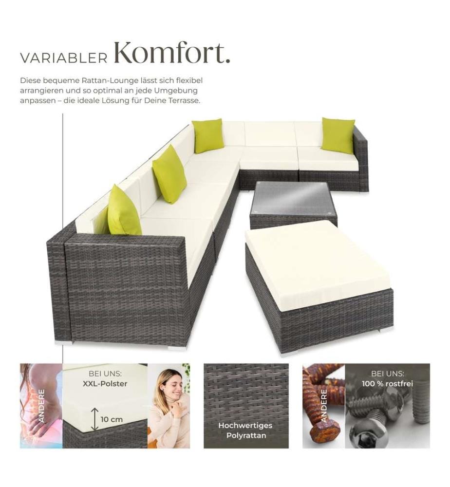 Rattan Loungeset Marbella - grau