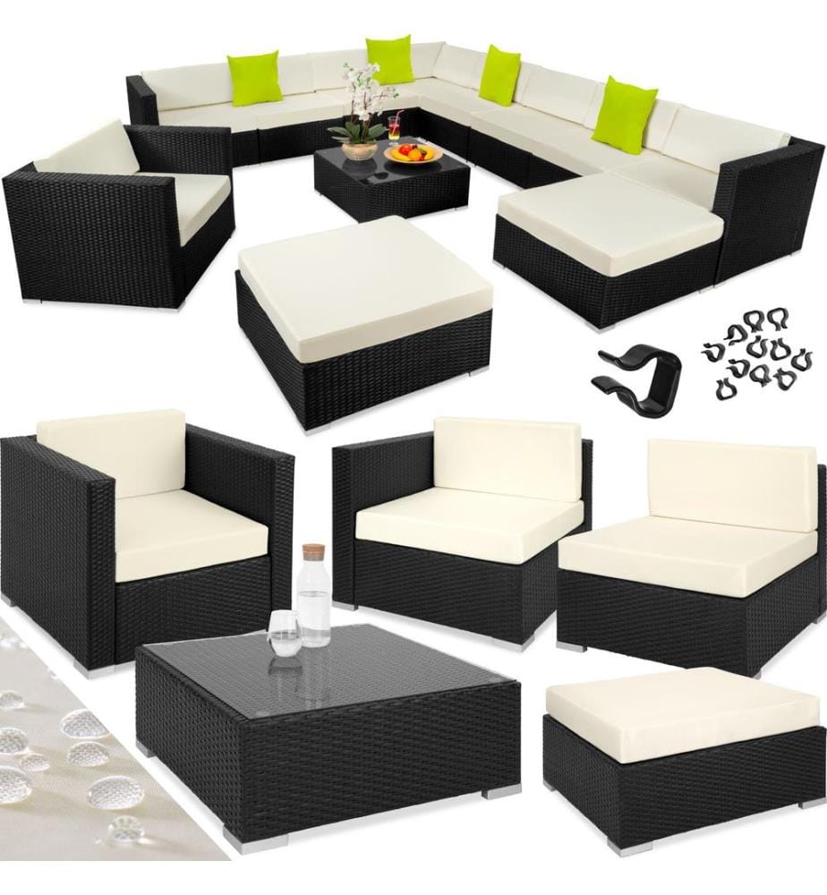 Rattan Lounge mit Aluminiumgestell Las Vegas - schwarz
