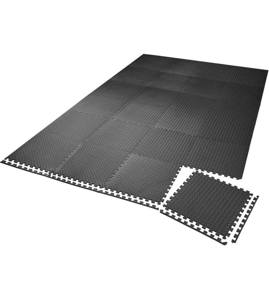 Gym Mats - 24 interlocking sections with 48 edge pieces - black