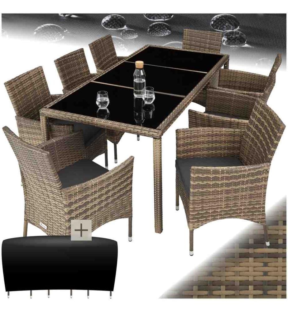 Rattan Sitzgruppe 81 mit Schutzhülle - naturdunkelgrau
