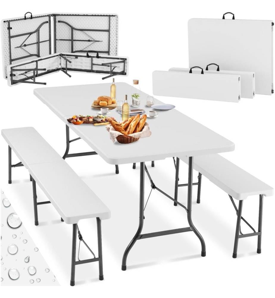 Ensemble de table de camping pliable - blanc