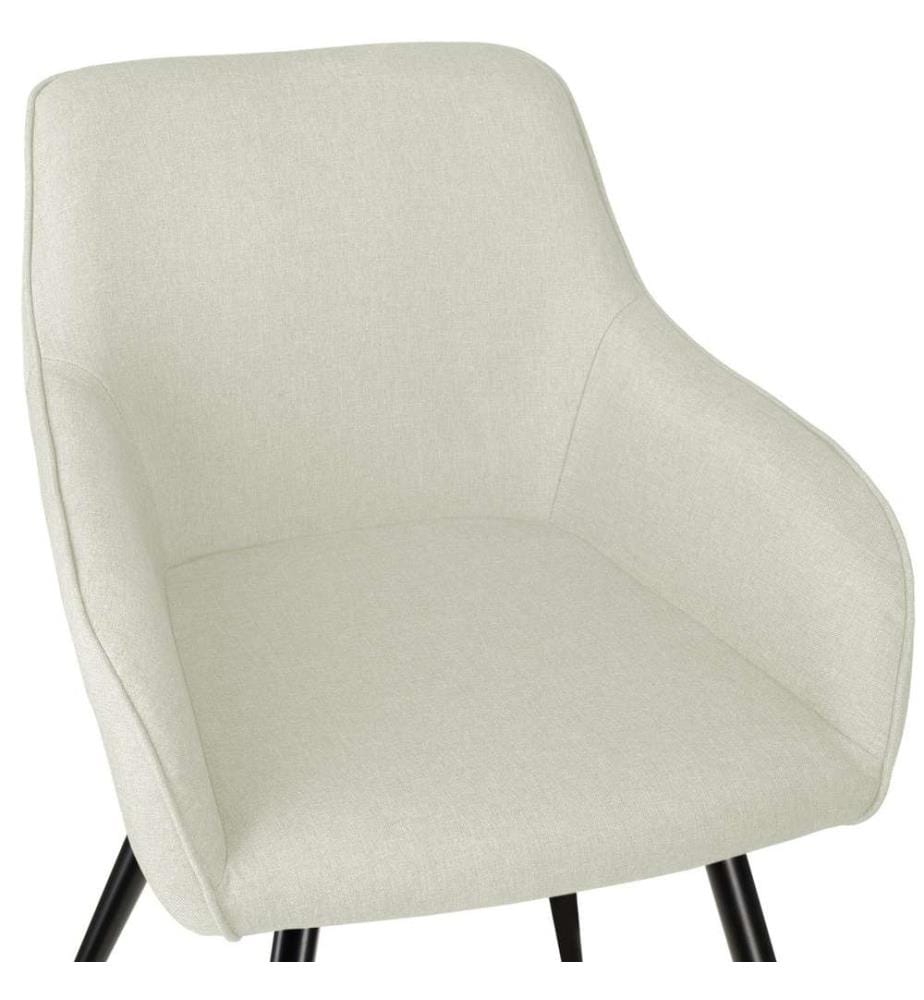 6er Set Stuhl Marilyn Leinenoptik, schwarze Stuhlbeine - cremeschwarz
