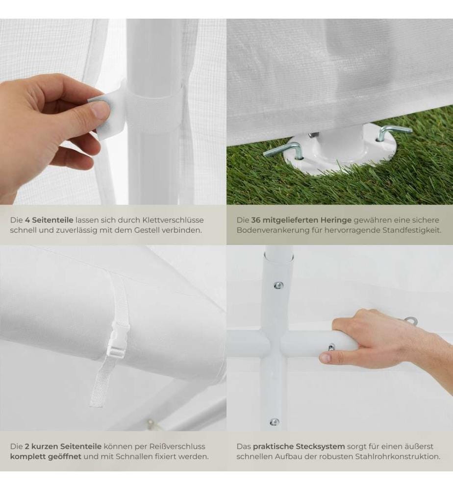Pavillon Mammut 8x4m avec système d'emboîtage, solide et étanche - blanc
