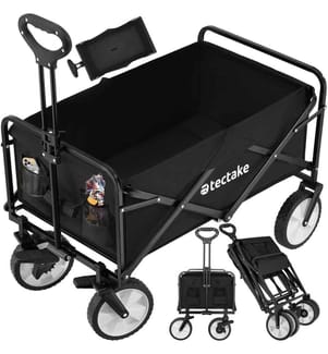 Faltbarer Bollerwagen Leon mit Bremsen, Belastbarkeit 80kg - schwarz