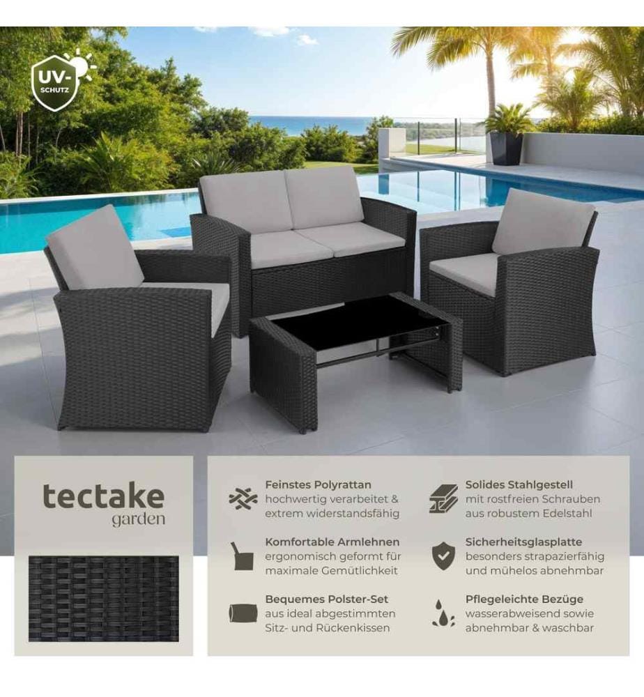 Rattan Lounge Jesolo - schwarzgrau