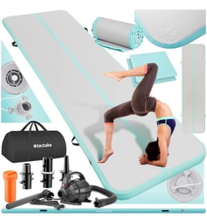 Aufblasbare Trainingsmatte AirFlexy mit elektr Luftpumpe - graublau
