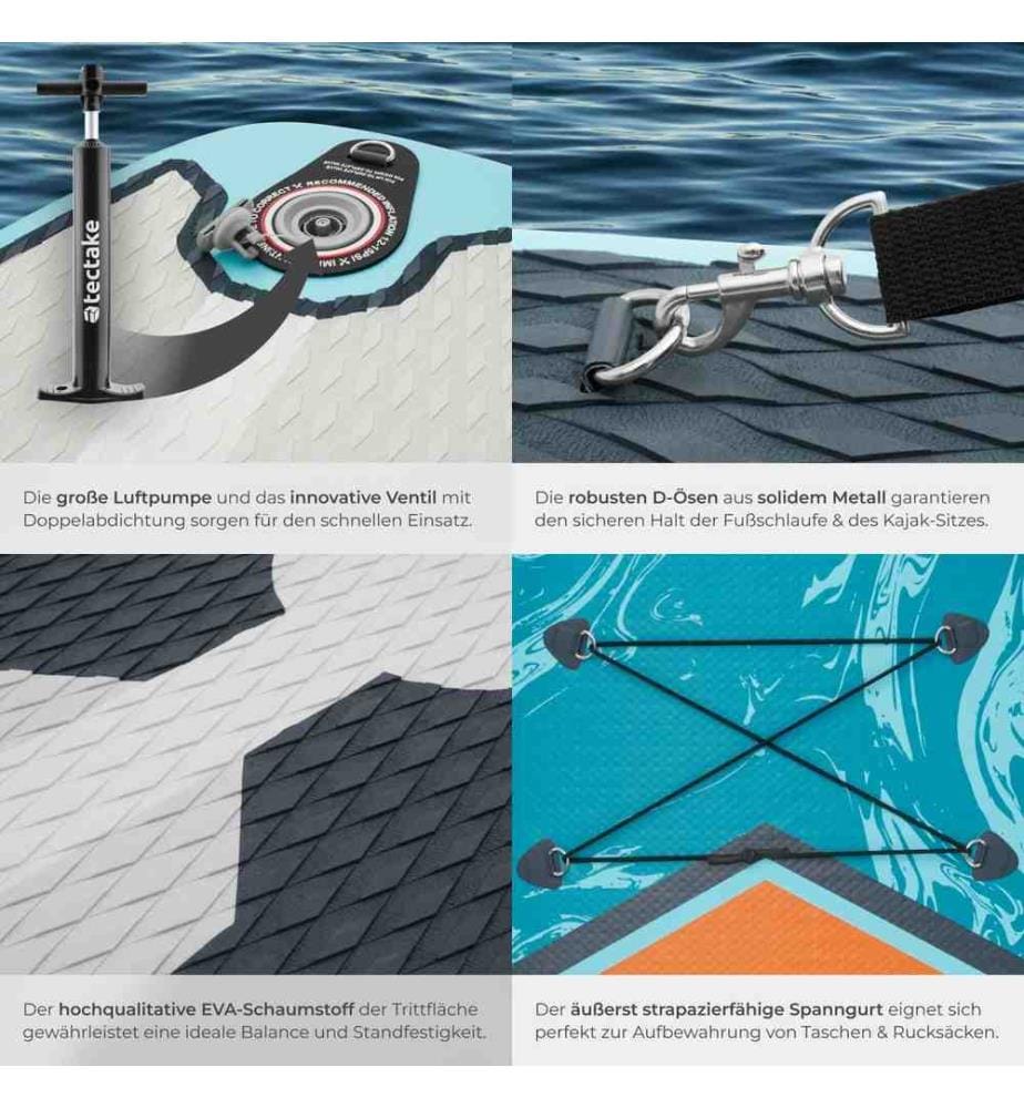 Planche de stand-up paddle Zenon, 2 en 1, gonflable, kit complet - turquoiseorange