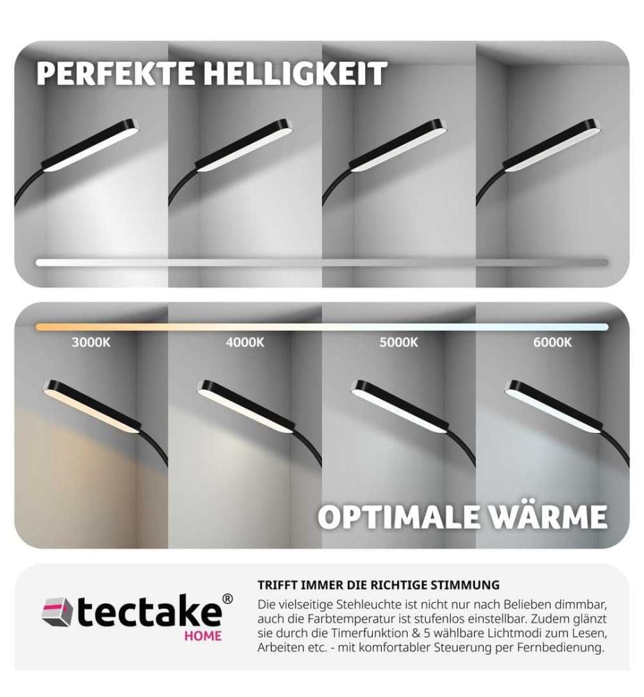 Lampe de sol Prisma LED, 5 modes d'éclairage, 12 W, dimmable - noir