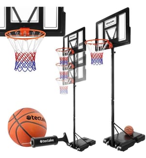 Basketballkorb Dirk, Korbhöhe 230 - 305 cm, mit Ball & Pumpe - schwarz