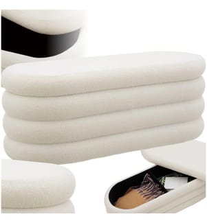 Polsterbank Altu mit grossem Stauraum - Bouclé creme-weiss