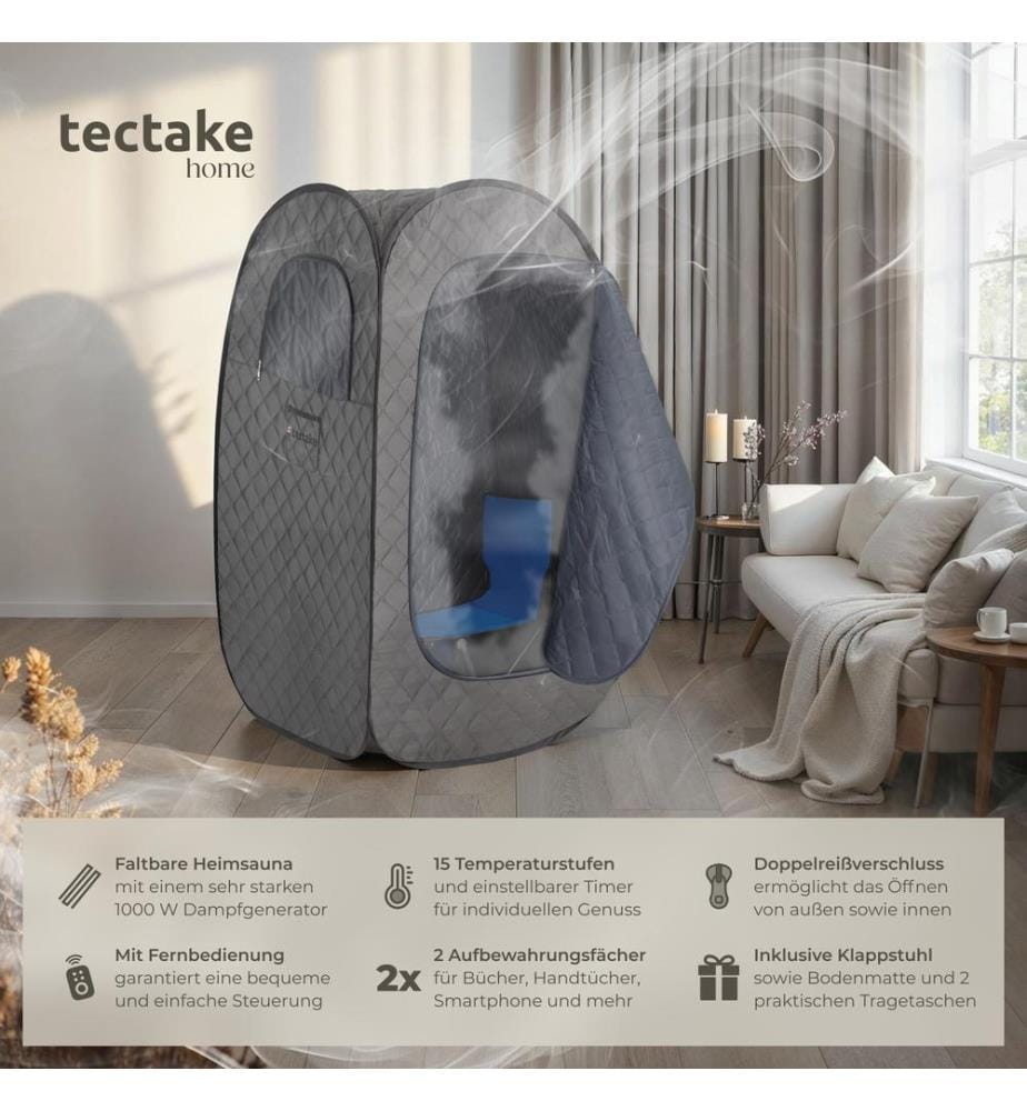 Sauna à vapeur portable THERMALUXE I 1000 W - gris foncé-noir