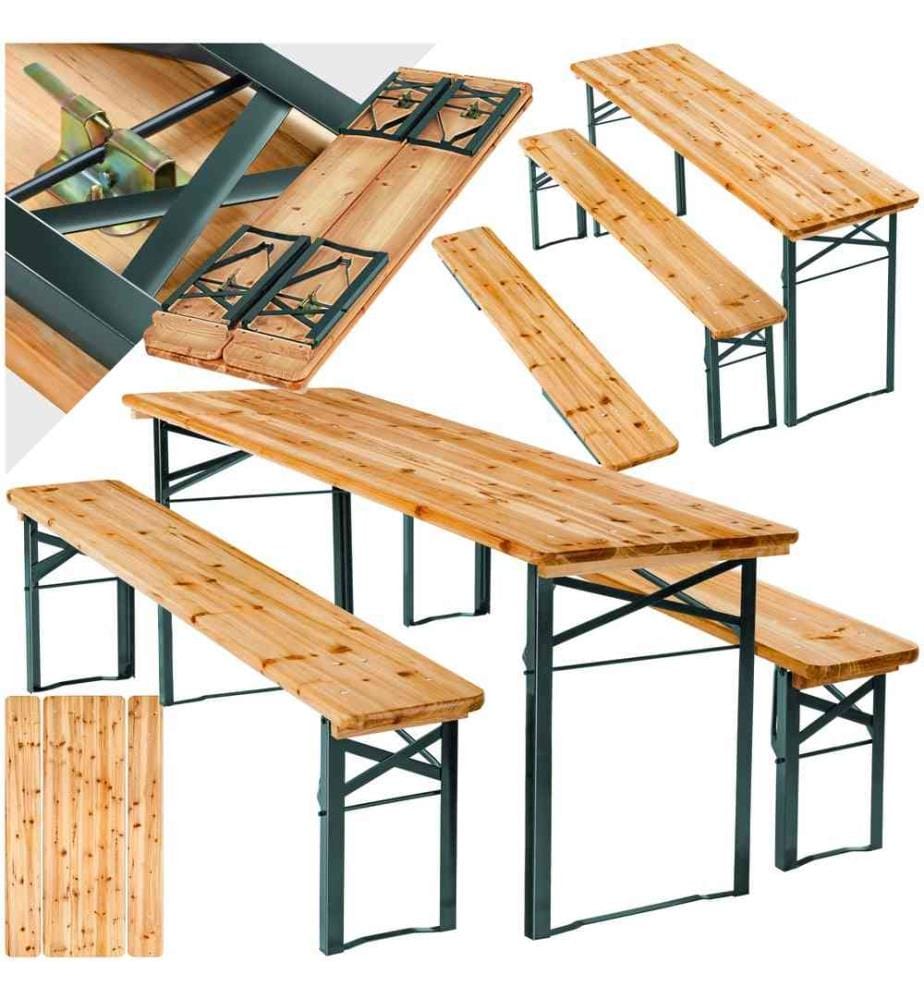 Ensemble de table et bancs SISSI 3 pièces pliables - marron