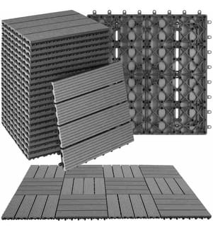 Set Terrassenfliesen Tegulas, WPC in Holzoptik - grau, 22er Set