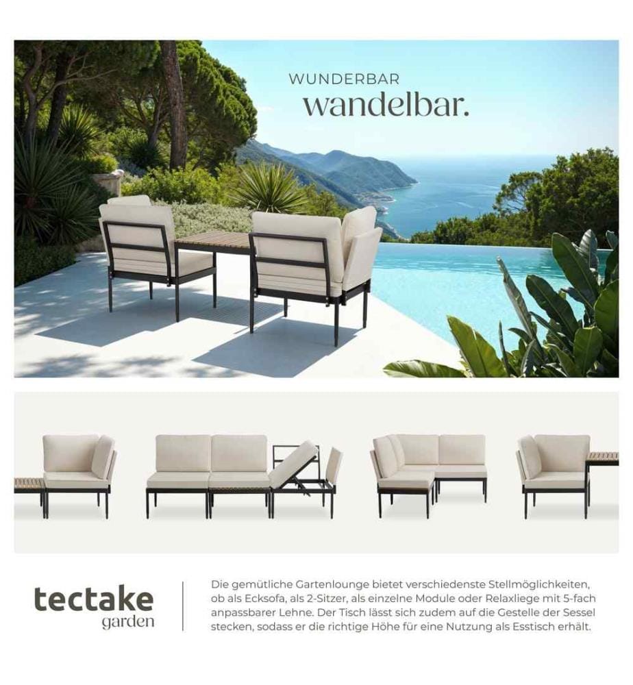 Gartenlounge-Set Magaluf, 5in1 Funktion, Aluminiumgestell - anthrazitgrau