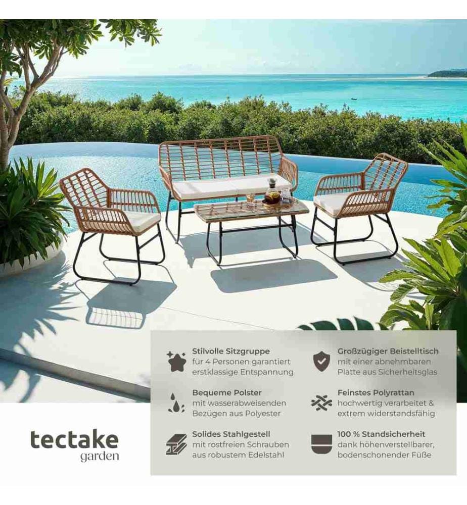 Rattan Sitzgruppe Molfetta XL für 4 Personen - natur