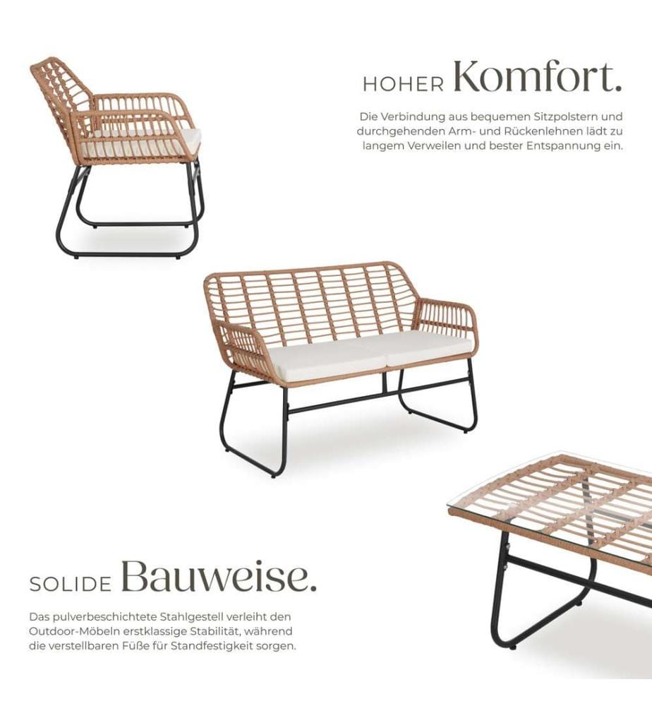Rattan Sitzgruppe Molfetta XL für 4 Personen - natur