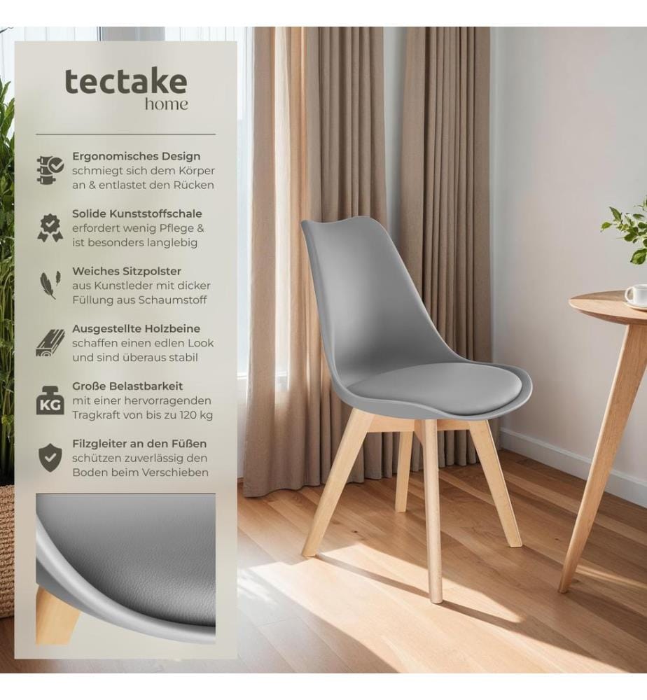 Sedie da tavola Friederike - grigio, Set di 6