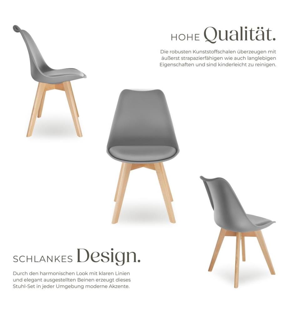 Sedie da tavola Friederike - grigio, Set di 6