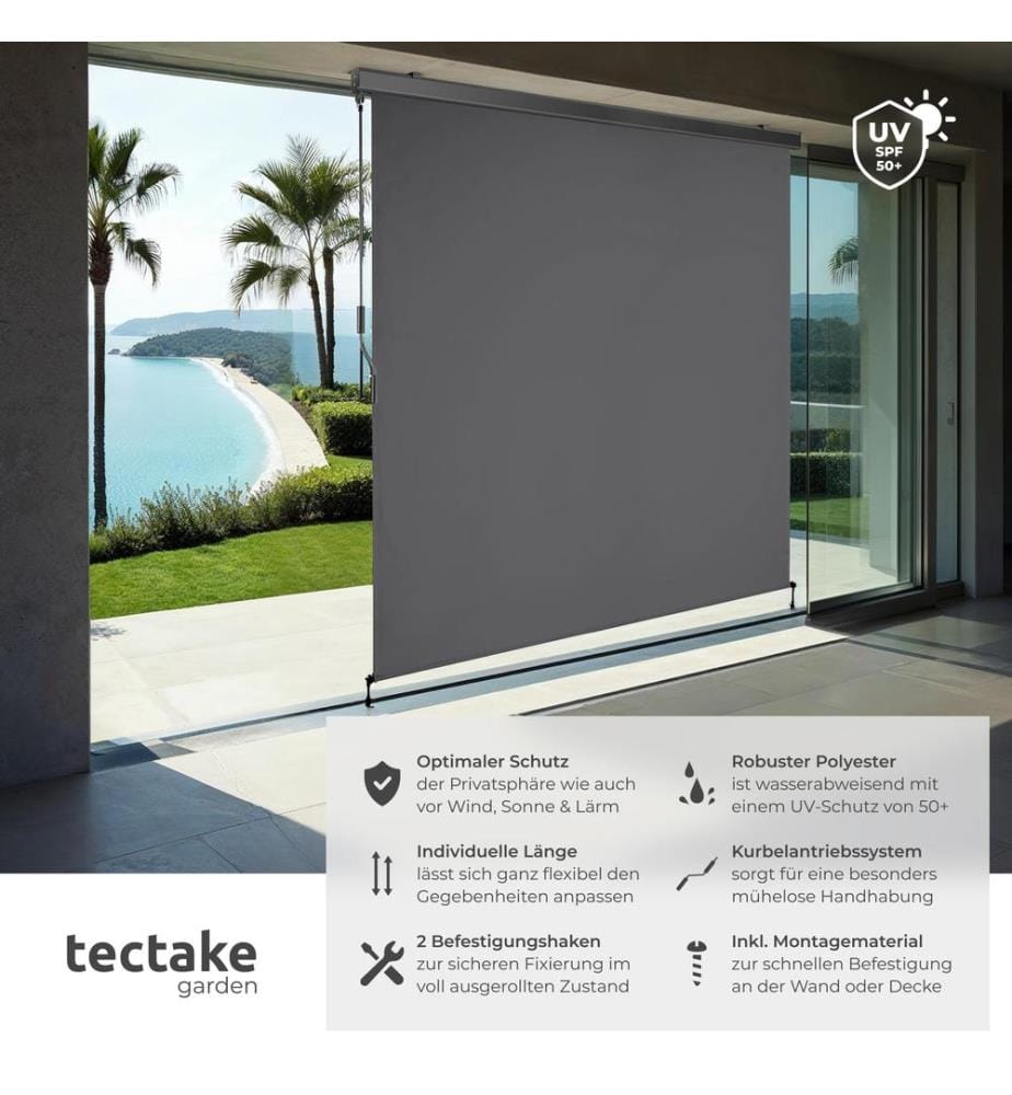 Tenda verticale Eloise con 2 supporti a parete - 180 x 250 cm, grigio scuro