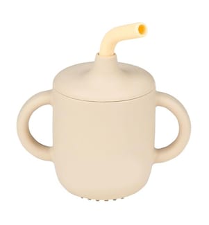 SILICONE Gobelet pour enfants avec paille beige