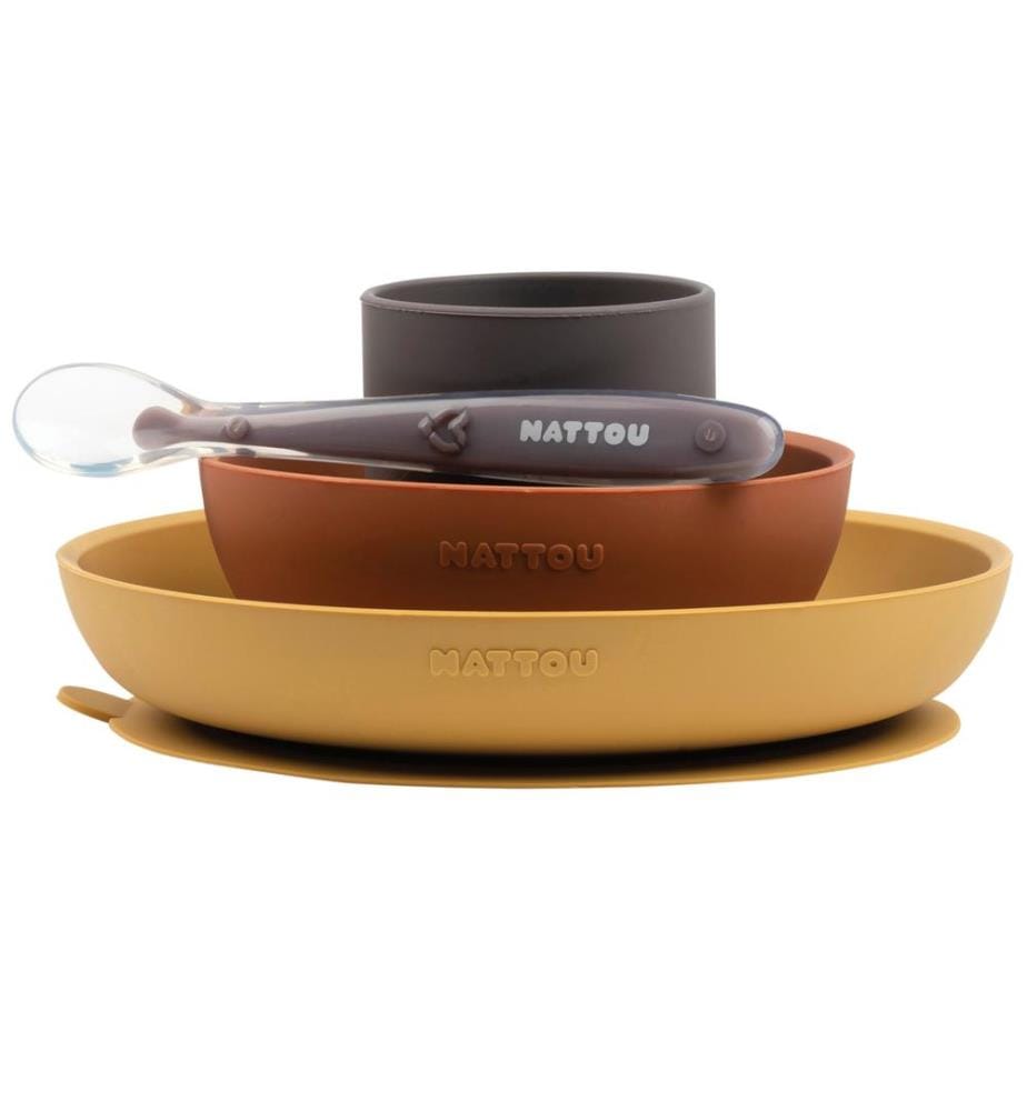 SILICONE Set de vaisselle en 4 pcs. ocre-terracotta