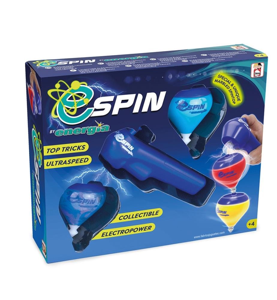 E-SPIN Set di 2 trottole con lanciatore elettrico Chicos