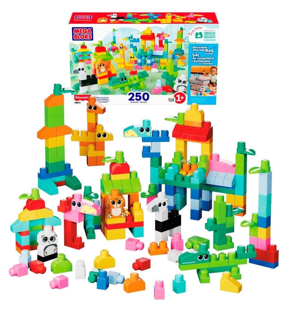 Fisher-Price MEGA BLOKS Pie Pads Set di 250 blocchi e 1 borsa riutilizzabile,