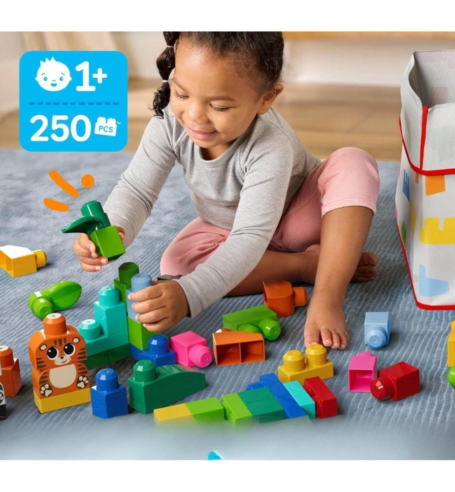 Fisher-Price MEGA BLOKS Pie Pads Set di 250 blocchi e 1 borsa riutilizzabile,